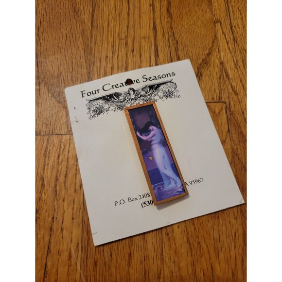 Handmade Glass Covered Signed Window Brooch Pin Woman Goddess - Picture 1 of 4